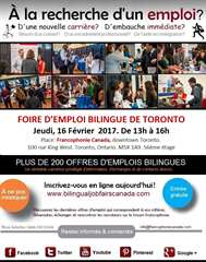 Foire d’emploi Bilingue de Toronto.16-02-2017