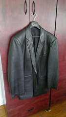 Veston cuir souple en kid noir